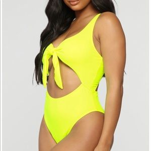Fashion Nova Neon Yellow One Piece Swimsuit